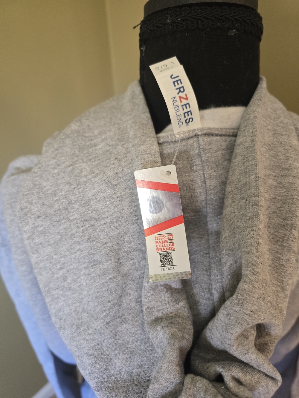 Jerzees Gray Hooded Stephen F. Austin Lumberjacks Sweatshirt with Purple Logo - Picture 3 of 3